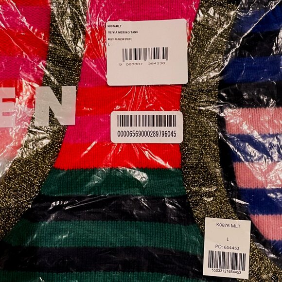 Boden Olivia Merino Wool Sweater Vest — Colorblock Stripe — Size L NWT - Picture 8 of 10